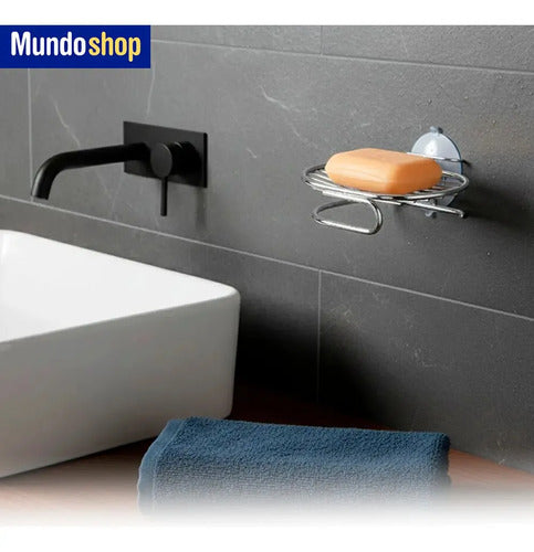 Jabonera Metal Baño Porta Jabon Apoyo Cromado Color Plateado