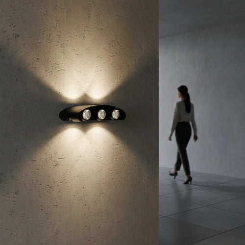 Aplique Bidireccional Exterior Jardín Led Integrado 6x2w Negro