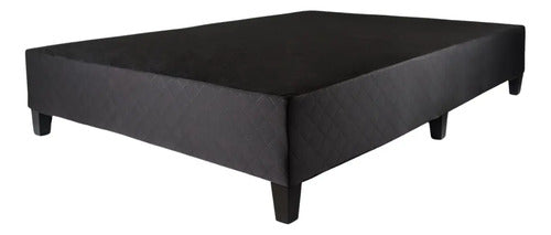 Sommier Box Capitoneado Dos Plazas Colchón De Espuma 17d Negro
