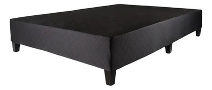 Sommier Box Capitoneado Dos Plazas Colchón De Espuma 17d Negro