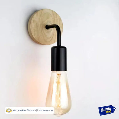Pack x2 aplique nordico metal madera vintage + lampara