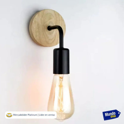 Pack X2 Aplique Nordico Metal Madera Vintage + Lampara