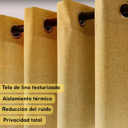 Cortina 2 paños 140 x220 cm textura lino blackout