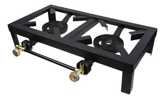Anafe a gas Outter portátil de 2 hornallas para camping negro