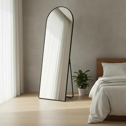 Espejo De Pie Ovalado 157cm De Aluminio Living Dormitorio Negro