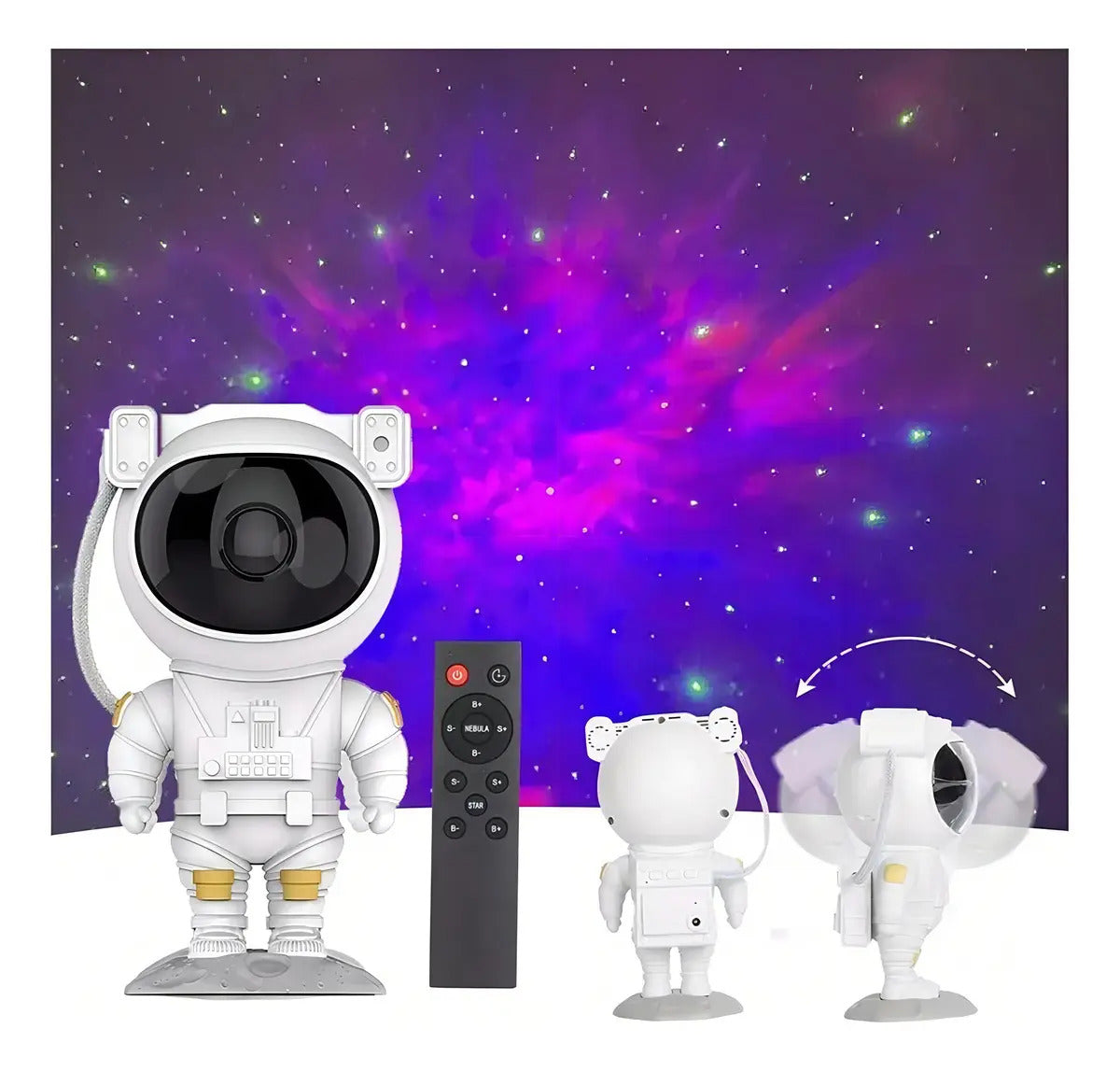 Lampara astronauta proyector de noche galaxia colores