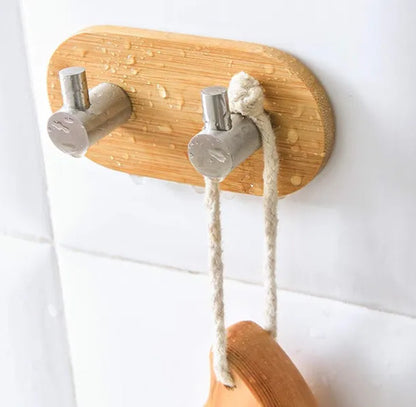 Kit Percheros Bambú 7 Ganchos Con Metal Living Dormitorio Marrón