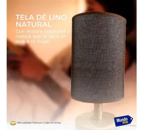 Lampara Portatil De Mesa Veladora Bogota Madera Y Lino Marrón Claro Negro