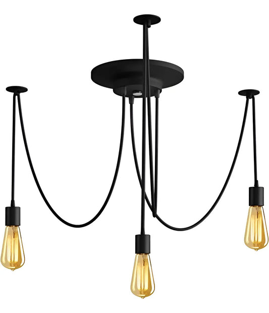 Luminaria techo tipo araña vintage 3 brazos negro