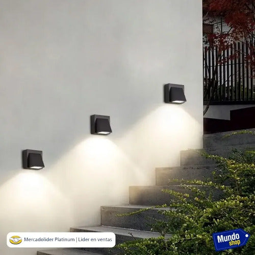 Pack X2 Aplique Exterior Con Led Integrado 3w Luz Metal Negro