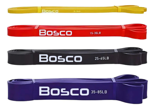 Set 4 bandas elasticas resistencia Bosco latex + bolso