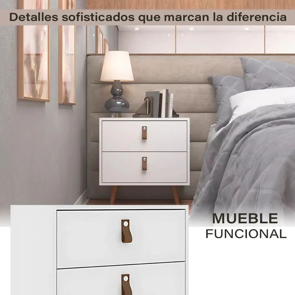 Pack x2 mesas de luz Padua 2 cajones nórdicas