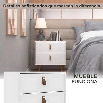 Pack x2 mesas de luz Padua 2 cajones nórdicas