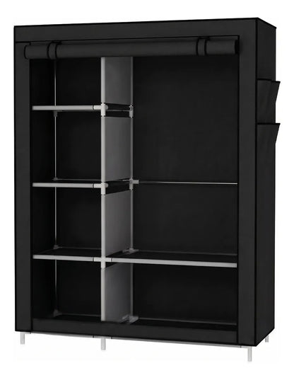 Ropero closet de tela TNT armable 6 estantes colores negro
