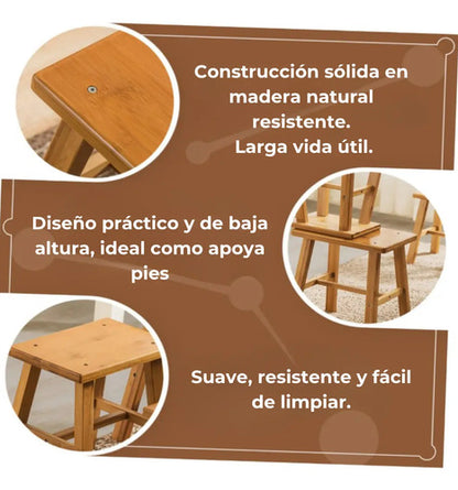 Banco Apoya Pies Madera Banquito Niños