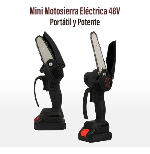 Mini motosierra 8 maletín + bateria + cadenas + accesorios negro