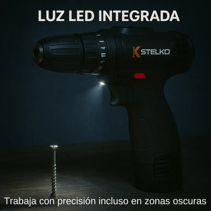 Taladro Atornillador Inalámbrico Recargable 12v Stelko Negro 50hz 60hz