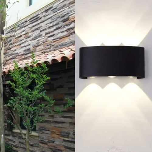 Aplique Bidireccional Exterior Jardín Led Integrado 6x2w Negro