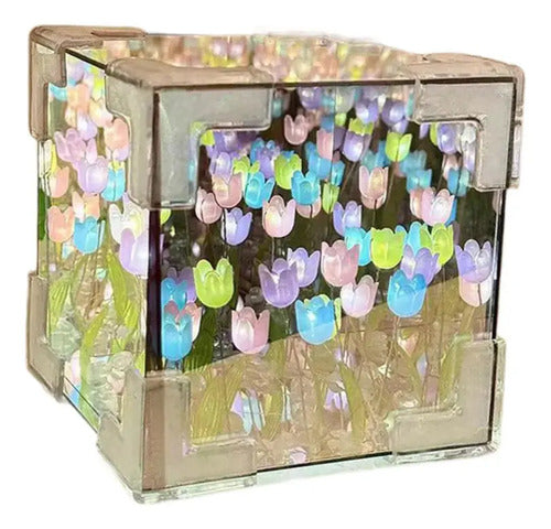 Lámpara De Espejo Cubico Con Forma De Tulipan Blanco