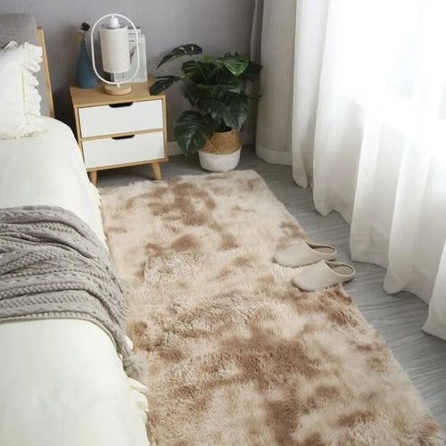 Alfombra Tapete Shaggy Peluda 150 X 200cm Pelo Alto Ancho 150 Cm Color Beige Diseño De La Tela Veteado Largo 200 Cm 2 M 1.5 M