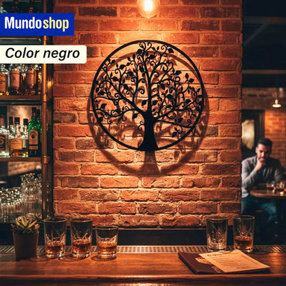 Cuadro Madera Calada Arbol De La Vida 53 X 53 Cm Negro
