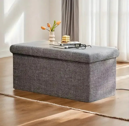 Banqueta Baúl Puff 76x38x38 Cm Organizador Multiuso Negro