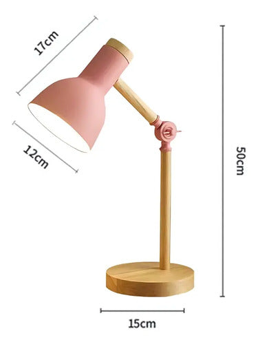 Pack X2 Lampara Escritorio Portatil Nordica Madera Y Metal Estructura Rosa