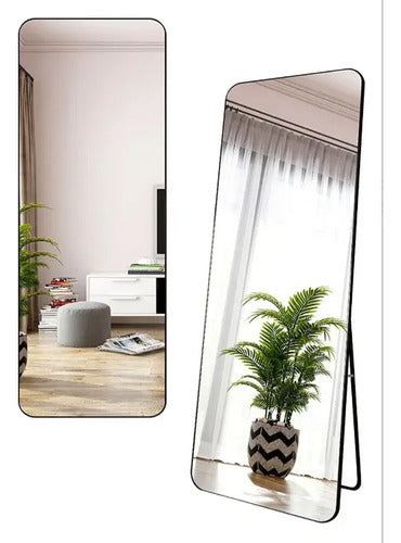 Espejo De Pie Rectangular 1.5m De Aluminio Living Dormitorio Negro