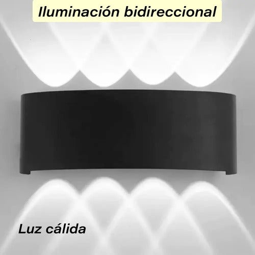 Aplique Bidireccional Exterior Jardín Led Integrado 8x2w Negro