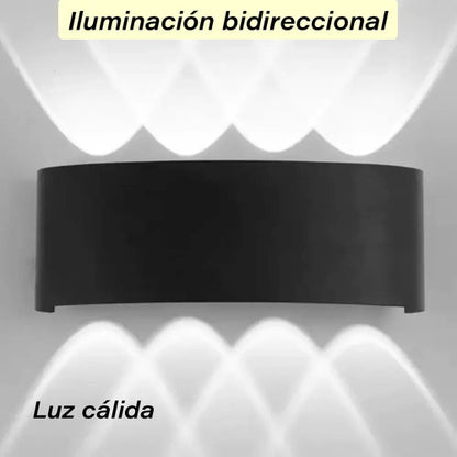 Aplique Bidireccional Exterior Jardín Led Integrado 8x2w Negro