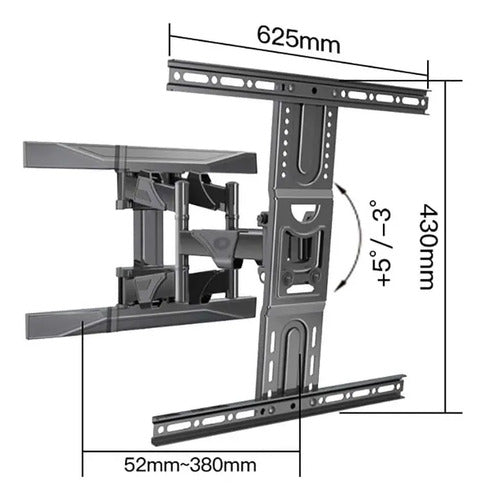 Soporte De Tv Brazo Articulado Extensible Led Lcd 40 - 80 Negro