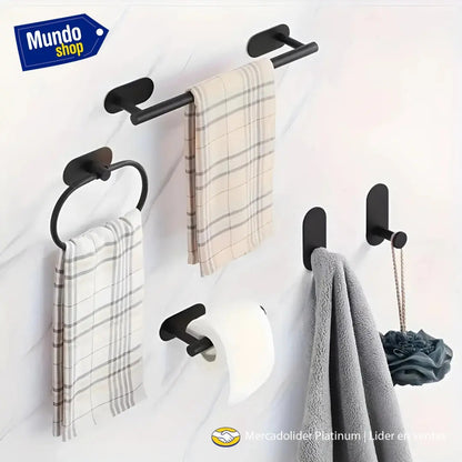 Set de baño 4 piezas acero inoxidable montaje en pared
