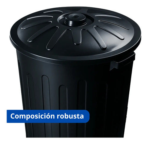 Papelera Basurero Cesto De Basura Con Tapa 65lts Plastico Negro