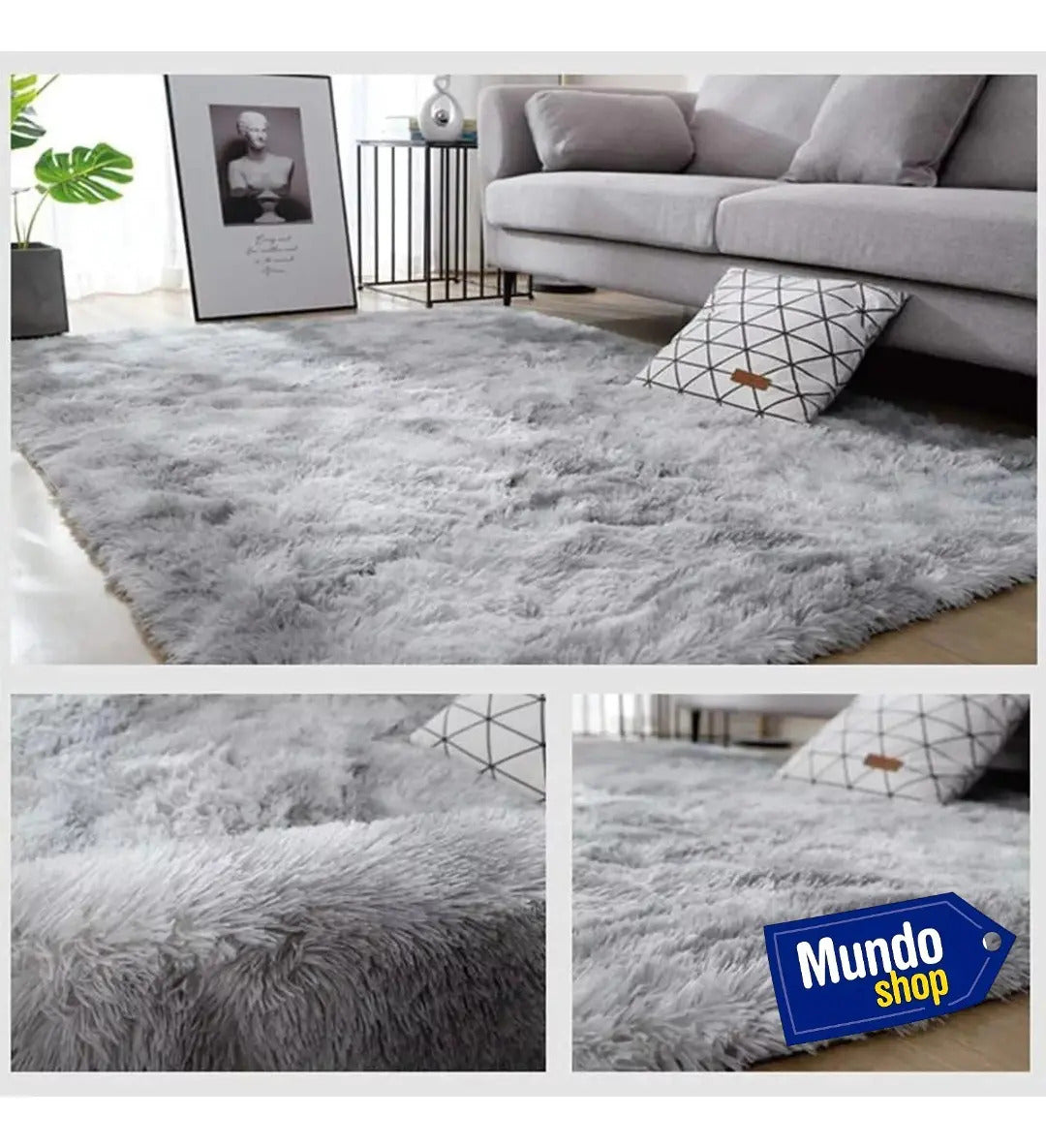 Alfombra shaggy 100 x 150cm color marrón claro diseño de la tela veteado 1.5 m 1 m