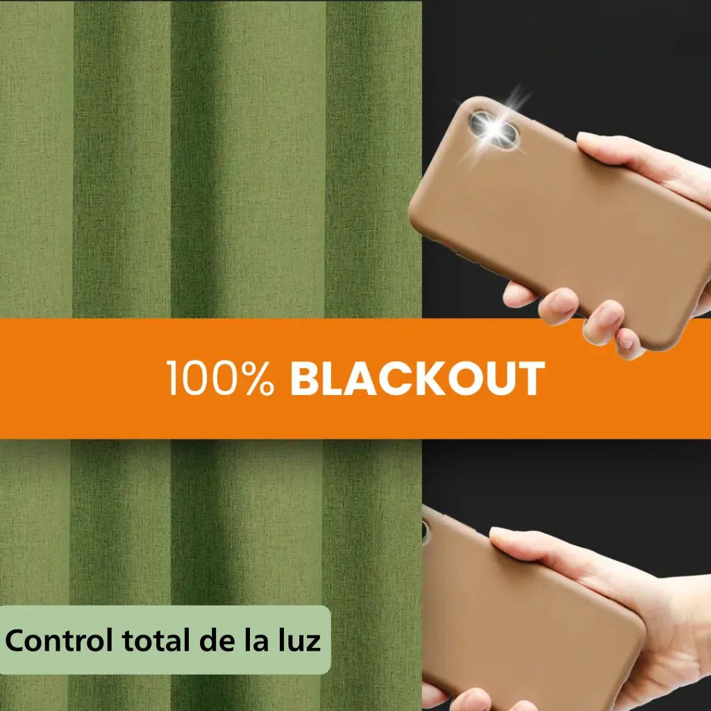 Cortina 2 paños 140 x220 cm textura lino blackout