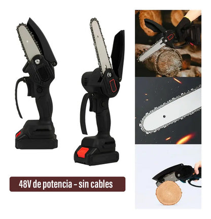 Mini motosierra 8 maletín + bateria + cadenas + accesorios negro