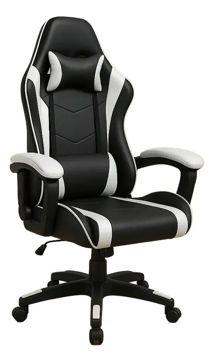 Silla gamer pro giratoria calidad PC players gaming play blanco cuero sintético