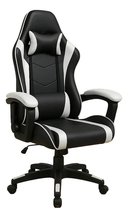 Silla gamer pro giratoria calidad PC players gaming play blanco cuero sintético