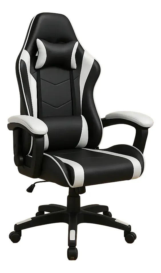 Silla gamer pro giratoria calidad PC players gaming play blanco cuero sintético