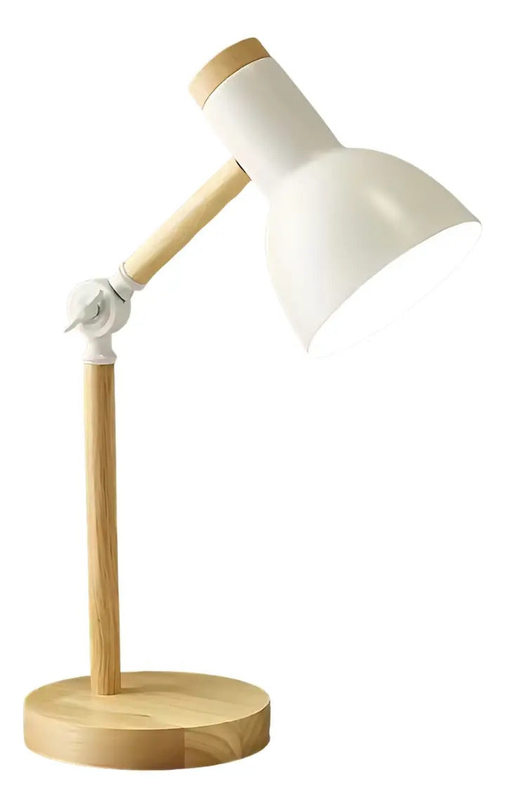 Lampara de escritorio portatil nordica madera y metal