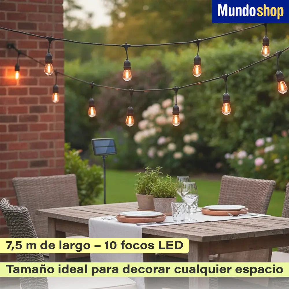 Guirnalda guia de luces LED solar 7.5 mts luz cálida
