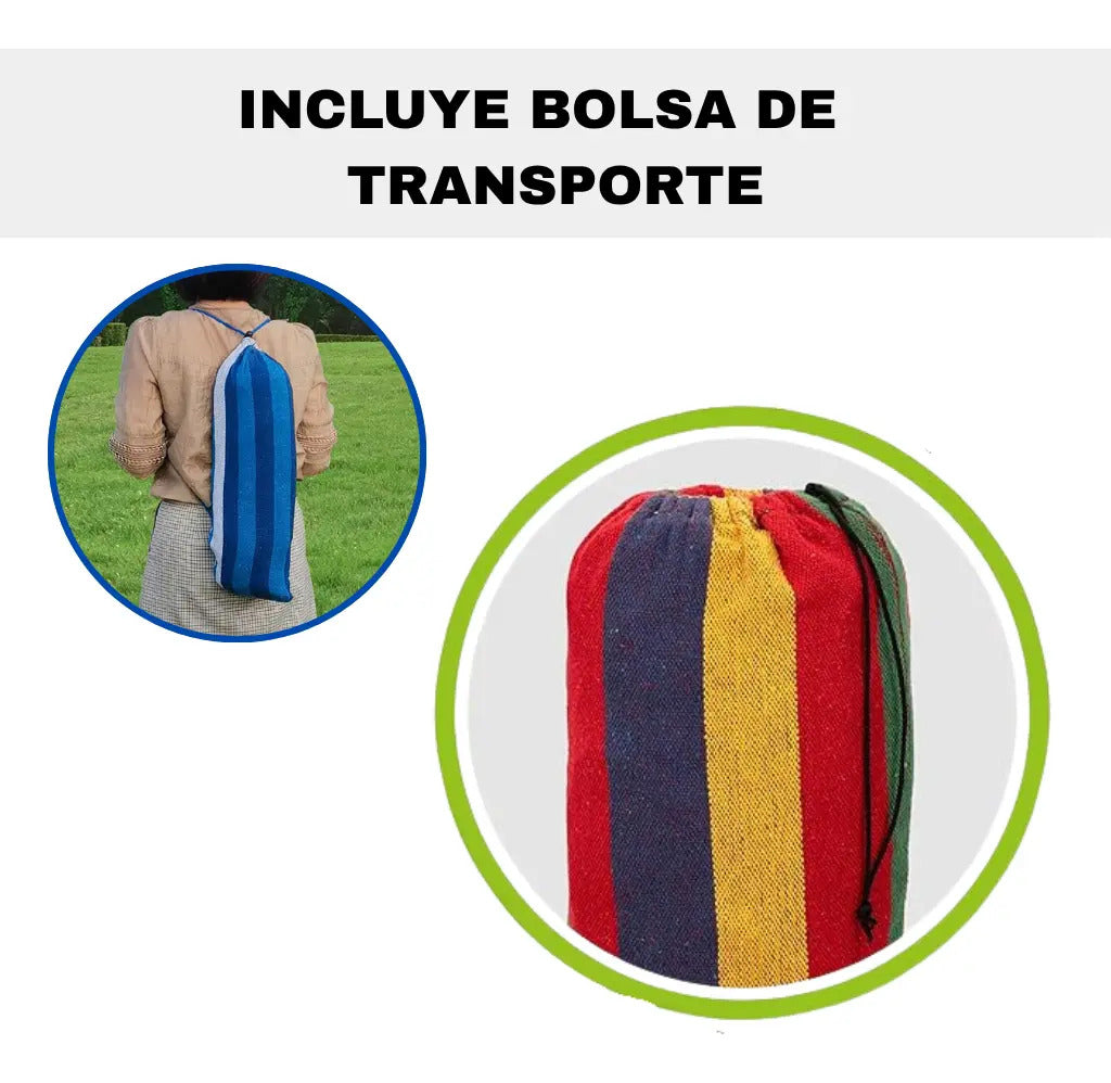 Hamaca paraguaya para 2 personas grande 2m x1,5 m seguridad