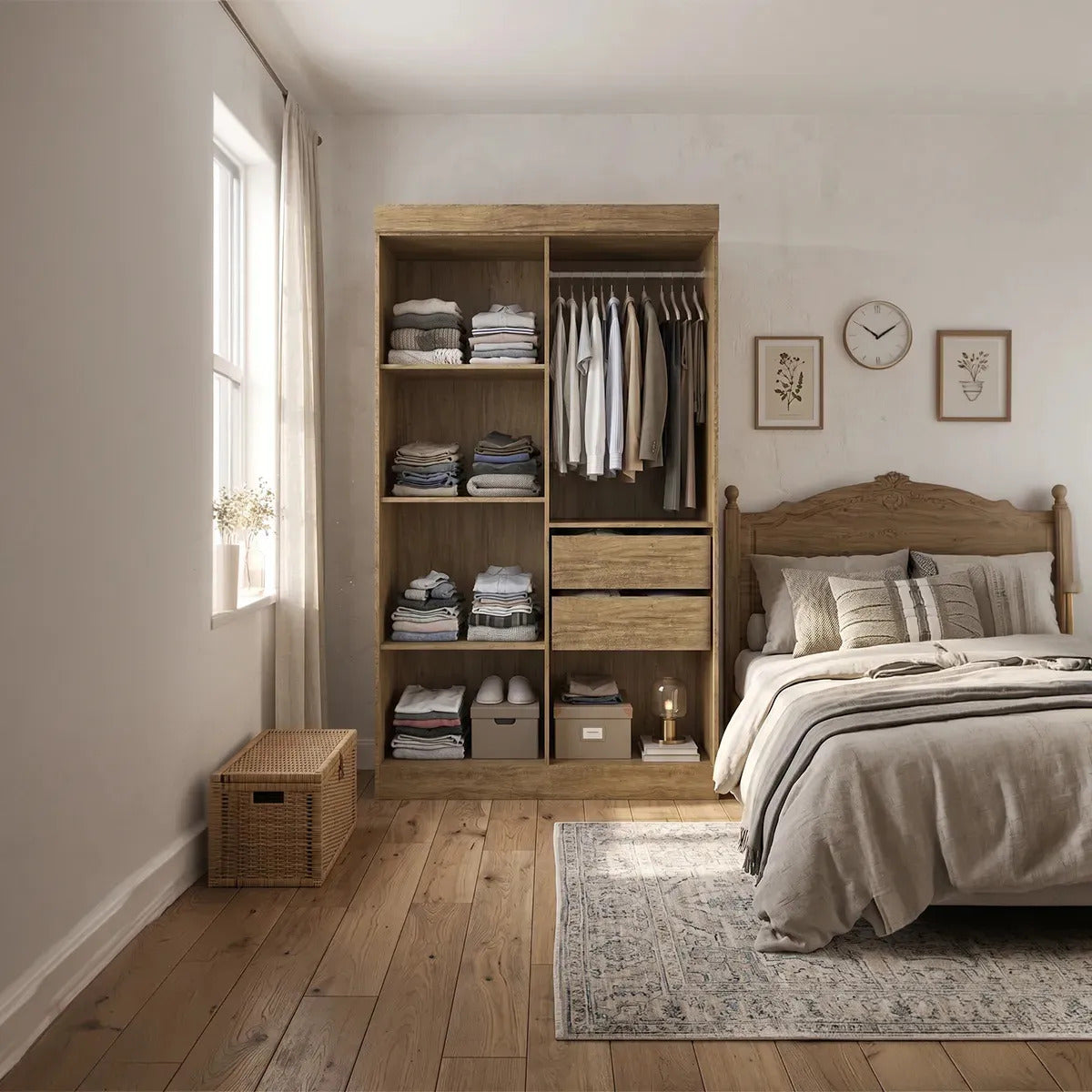 Ropero placard Verona 4 puertas MDF con dos cajones beige