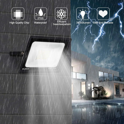 Reflector foco LED 10w luz fria exterior IP66 negro