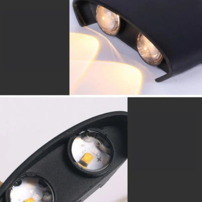 Aplique bidireccional exterior jardín LED integrado 4x2w negro