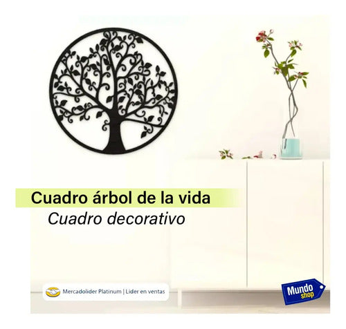 Cuadro Madera Calada Arbol De La Vida 53 X 53 Cm Negro