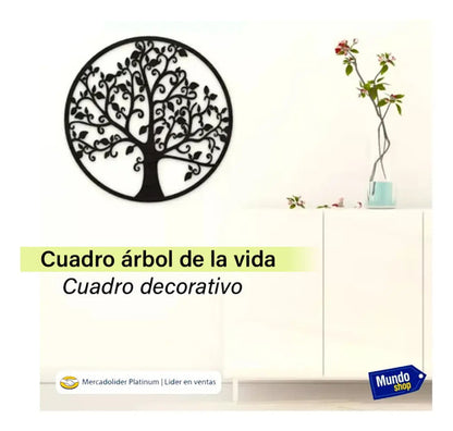 Cuadro Madera Calada Arbol De La Vida 53 X 53 Cm Negro