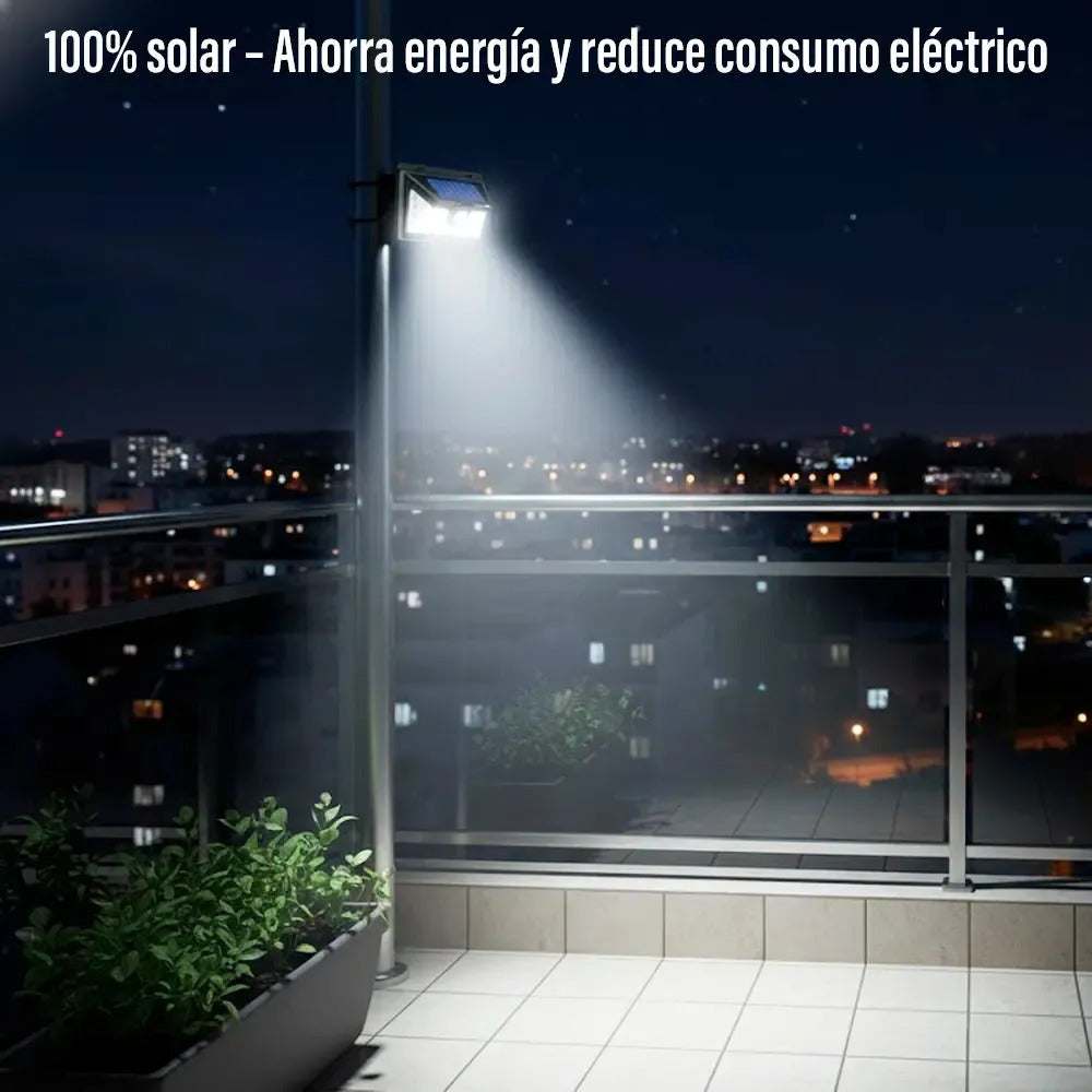 Potente reflector LED con sensor solar montable exterior negro blanco frío