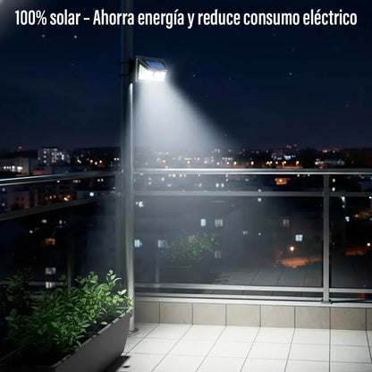 Potente reflector LED con sensor solar montable exterior negro blanco frío
