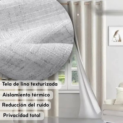 Cortina 2 paños 140 x220 cm textura lino blackout